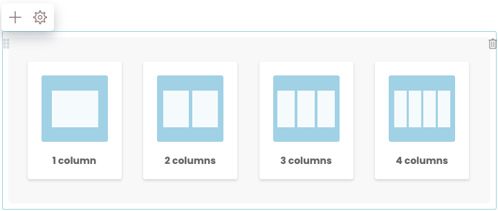 Choose the number of columns to insert in a grid block.