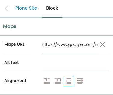 Maps block configuration