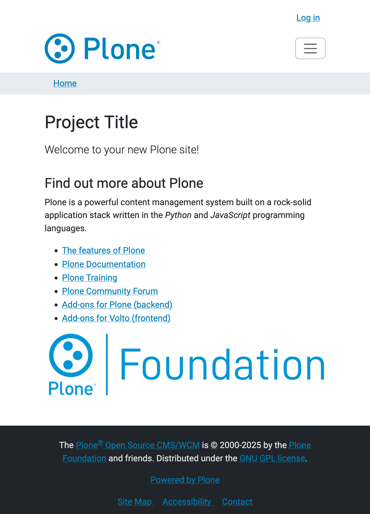 Plone Classic UI home page