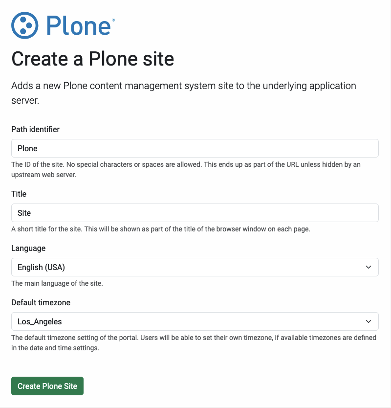 Plone Classic UI site page